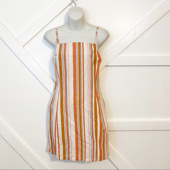 Minkpink Barbados Linen Blend Striped Sleeveless Mini Dress Multicolor Sz Small - Picture 2 of 10